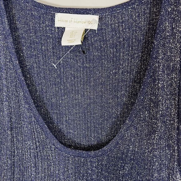 House of harlow 1960 Blue sleeveless top scoop neck sparkle sz Small nwot read - Picture 2 of 6